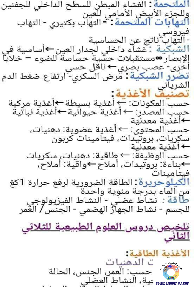 ملخص دروس العلوم و الارض