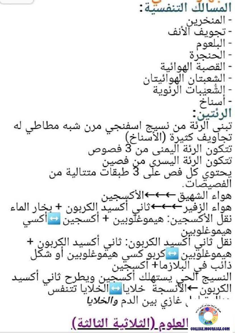 ملخص دروس العلوم و الارض