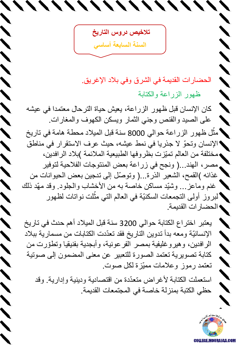 الحضارات القديمة في الشرق و في بلاد الاغريق