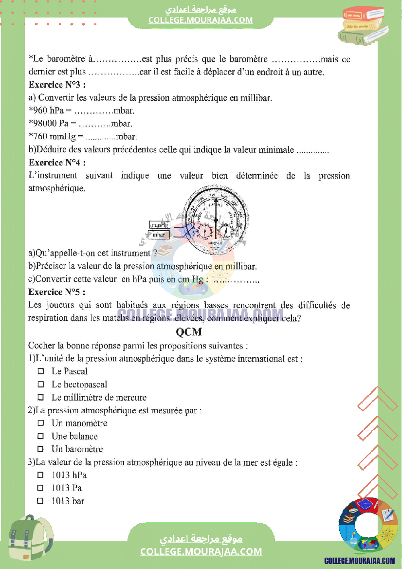 Mesure de la pression atmosphérique