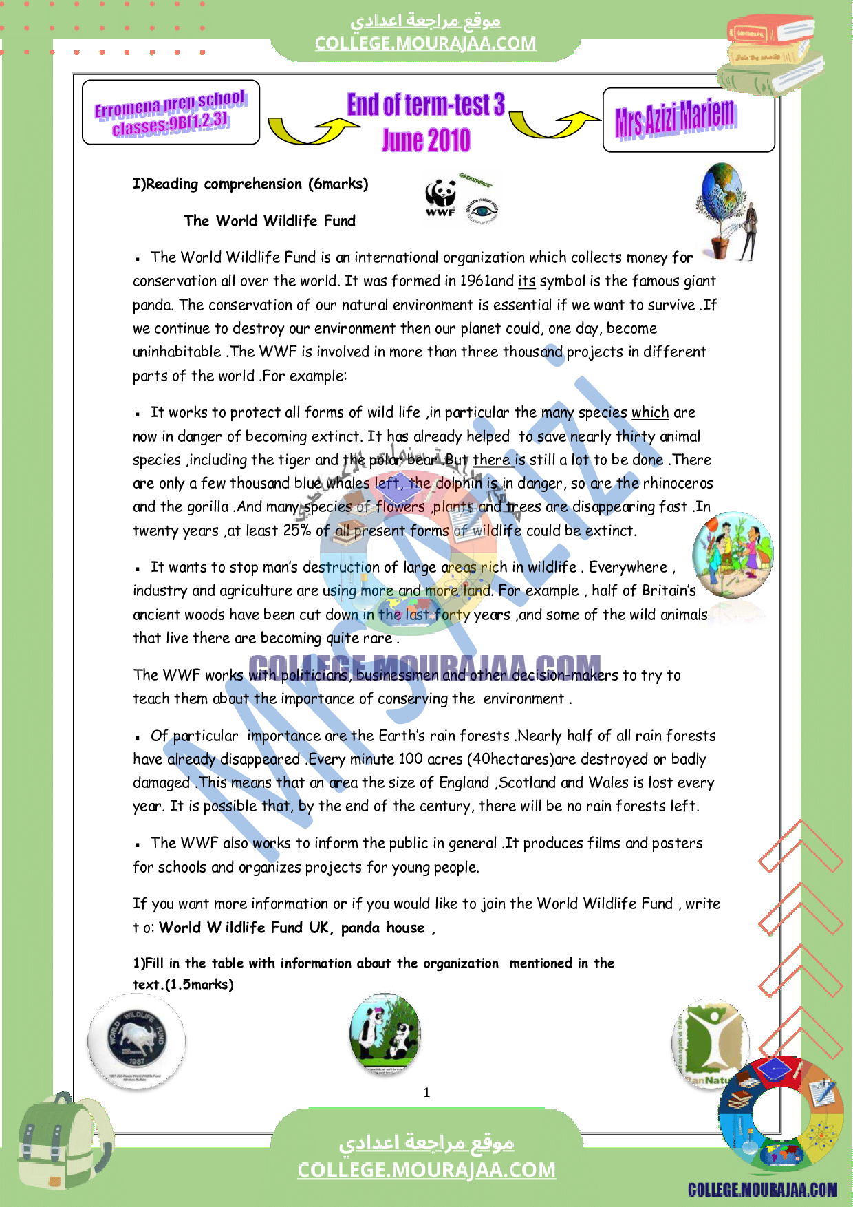 devoir anglais synthese 9eme 3eme trimestre