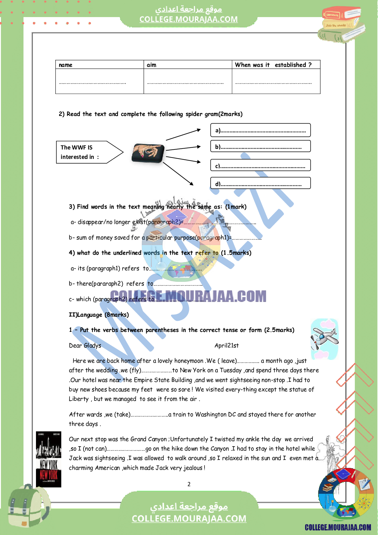 devoir anglais synthese 9eme 3eme trimestre