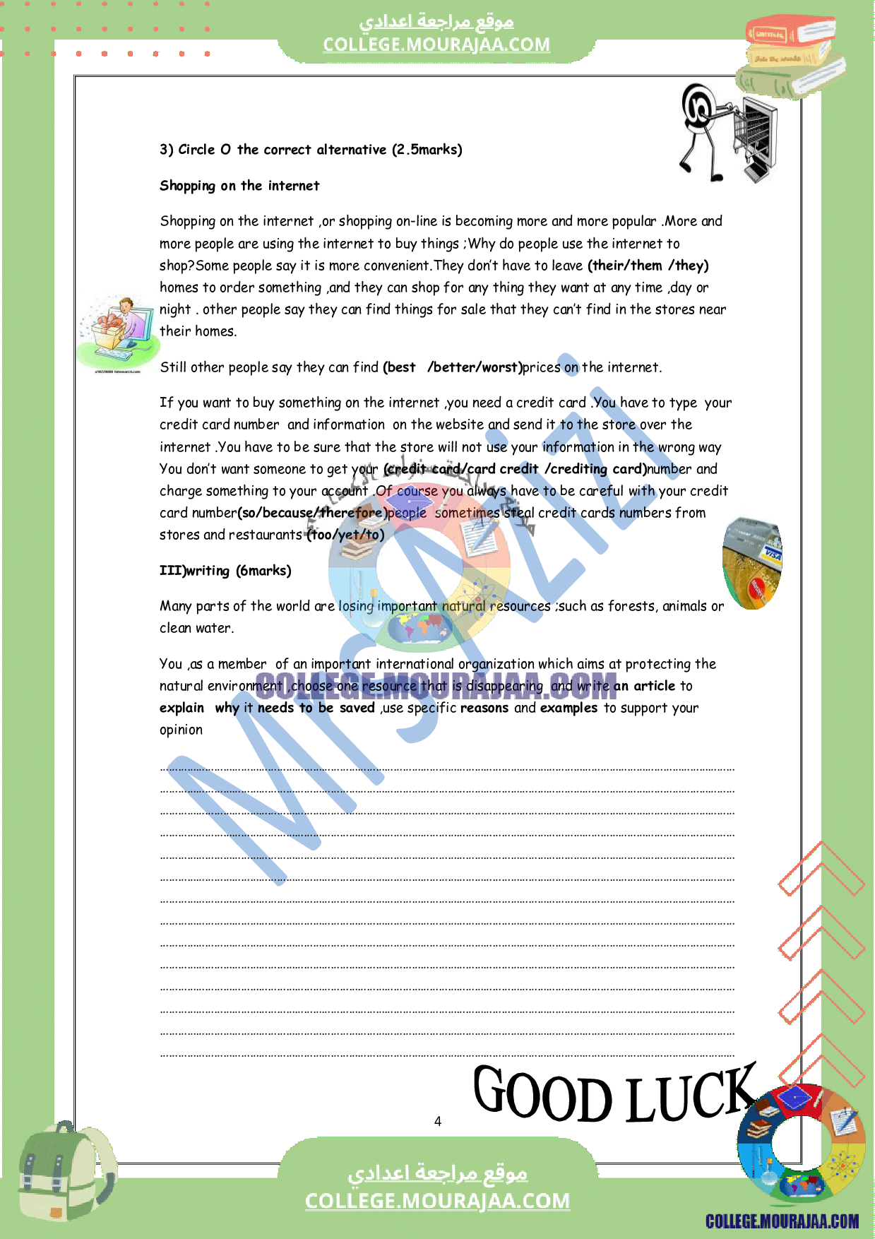 devoir anglais synthese 9eme 3eme trimestre