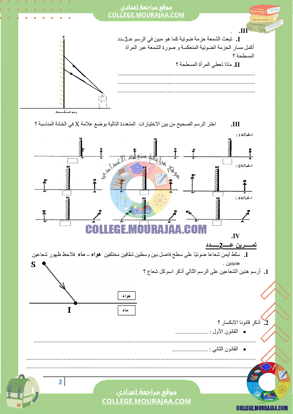 فرض تاليفي عدد 3 فيزياء سنة التاسعة 