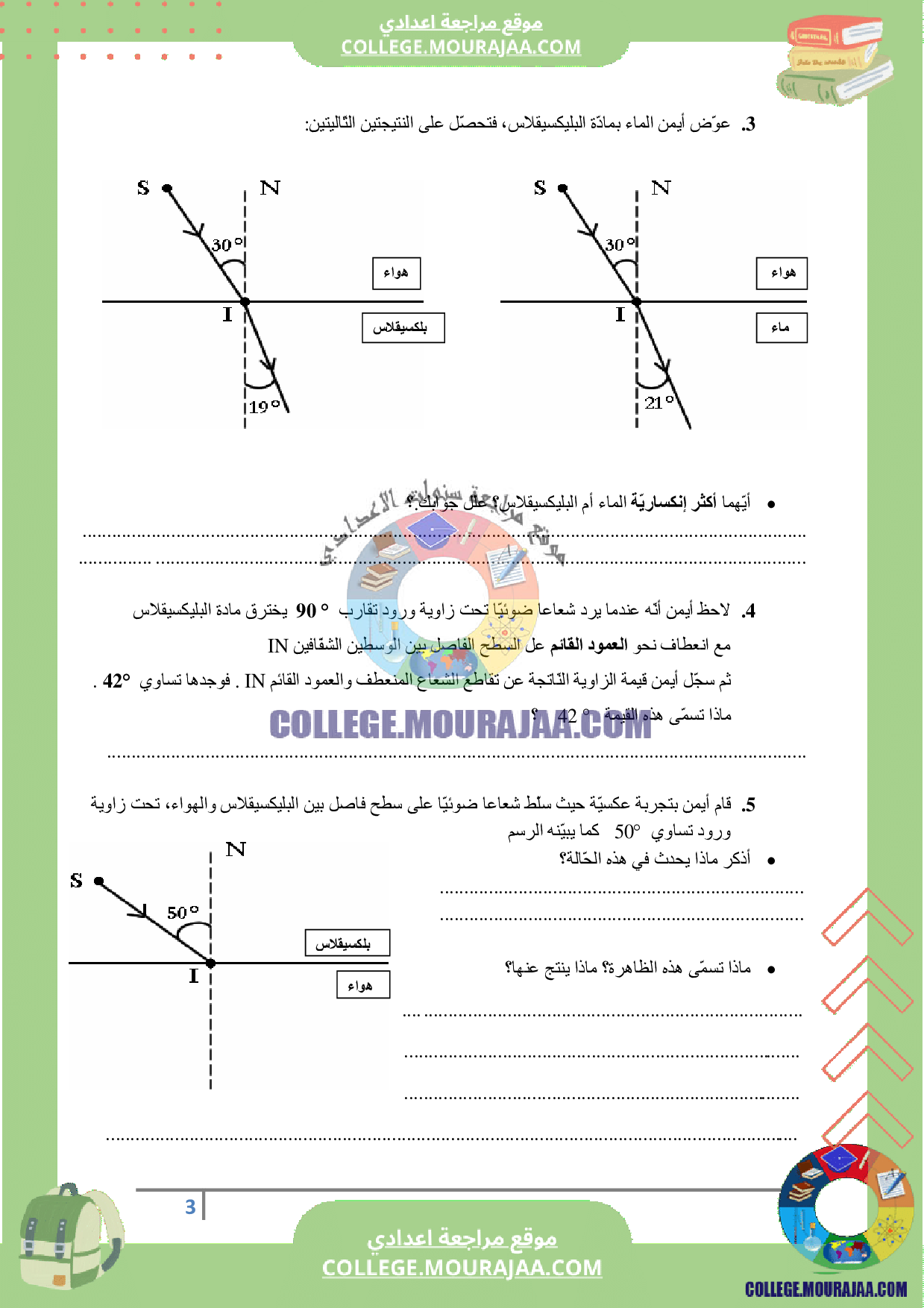 فرض تاليفي عدد 3 فيزياء سنة التاسعة 