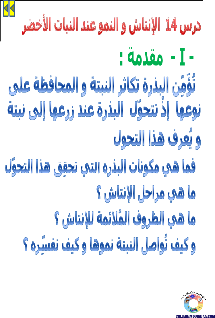 الانتاش و النمو عند النبات الاخضر