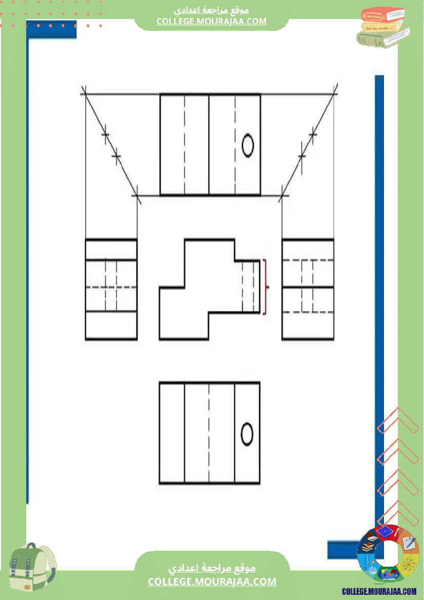 التعبير البياني 8 أساسي الاسقاط المتعامد اللأشكال الاسطوانية عناصر الترقيم