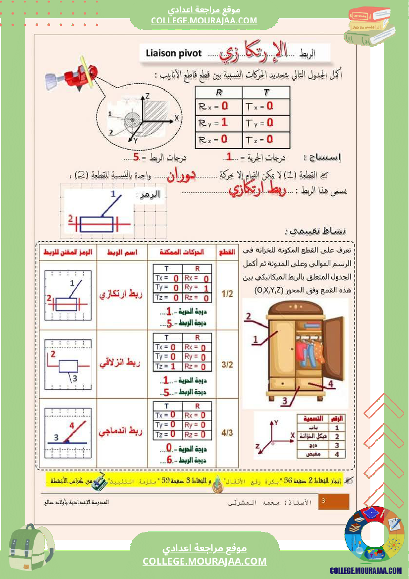 درس الروابط الميكانيكية 9 أساسي