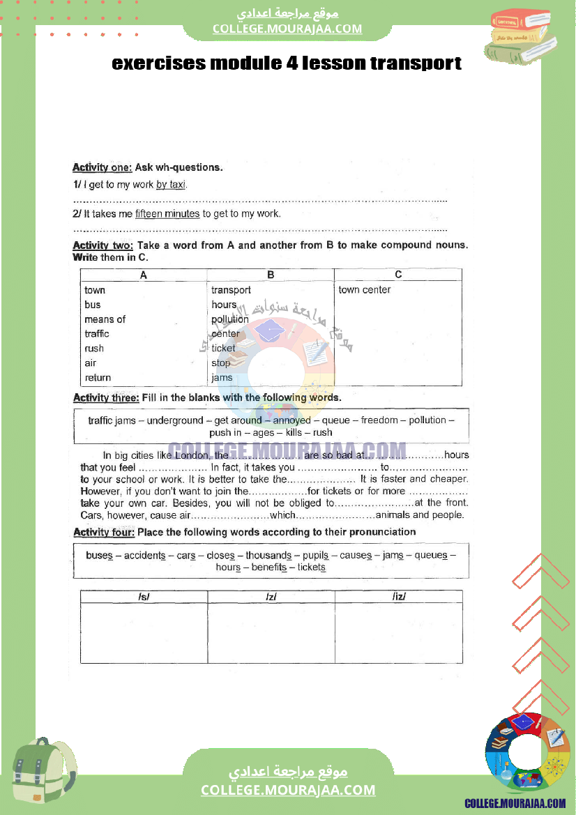 exercises module 4 lesson transport
