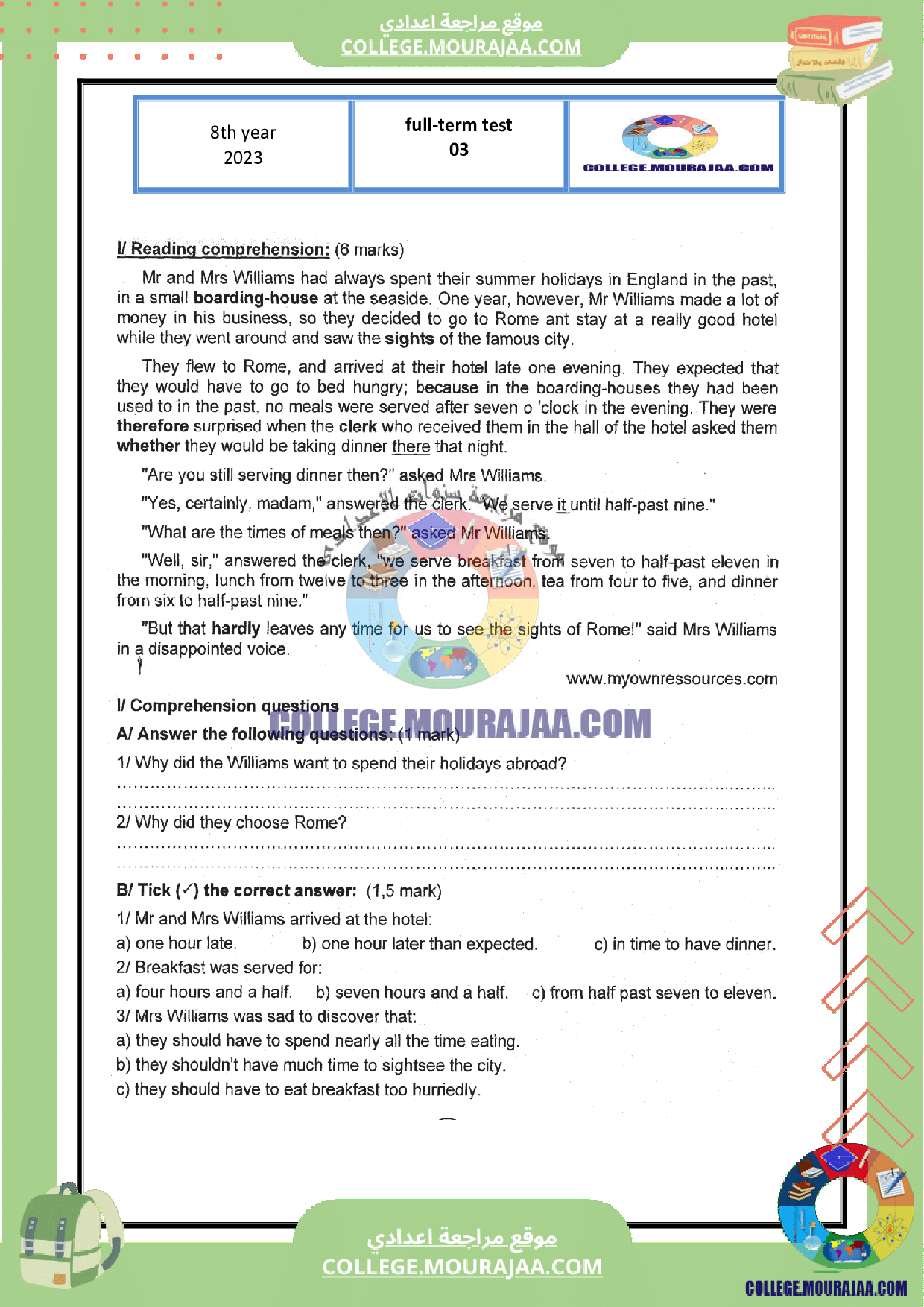 فرض_تأليفي_في_الانقليزية_سنة_الثامنة_الثلاثي_الثالث