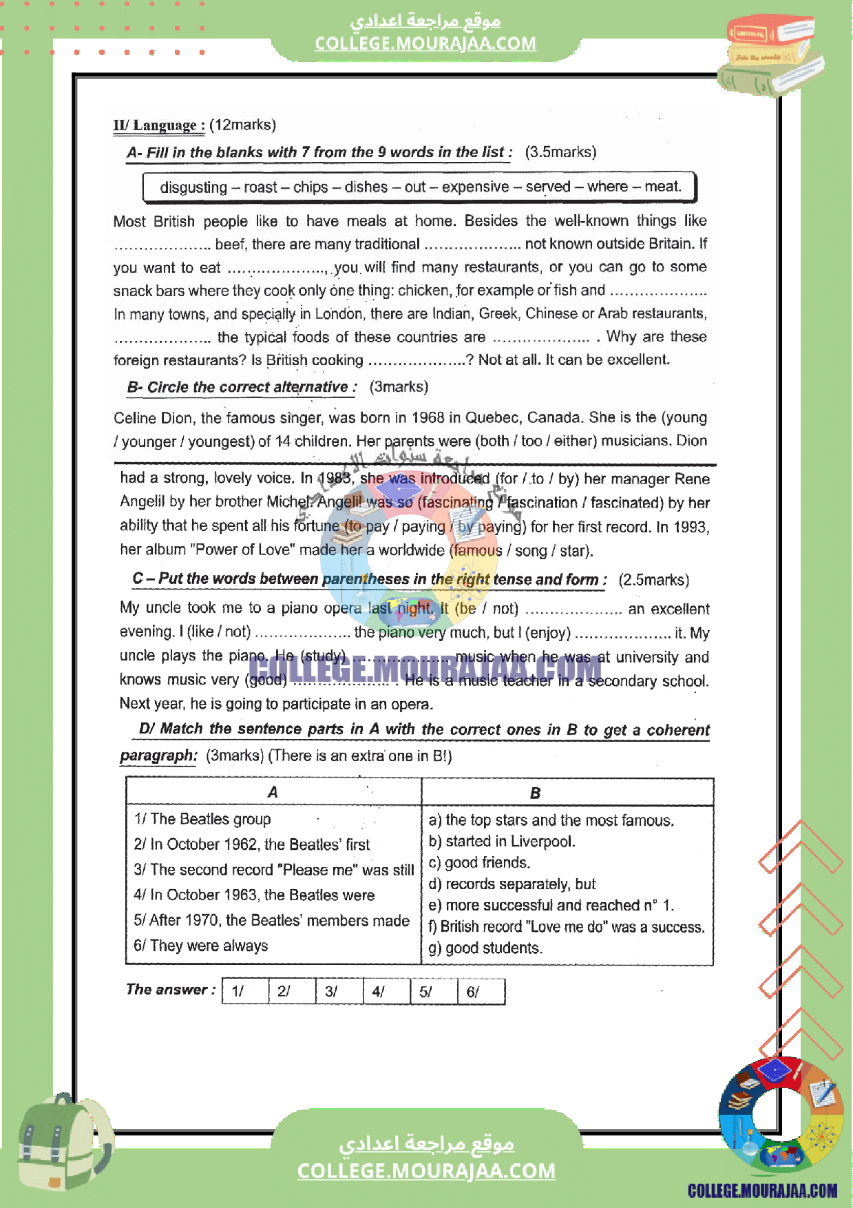 فرض_مراقبة_عدد_3_سنة_التاسعة_انقليزية