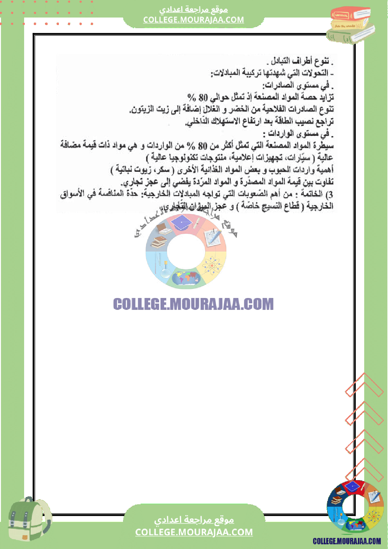 فرض تاليفي عدد 3 جغرافيا سنة التاسعة مع الاصلاح