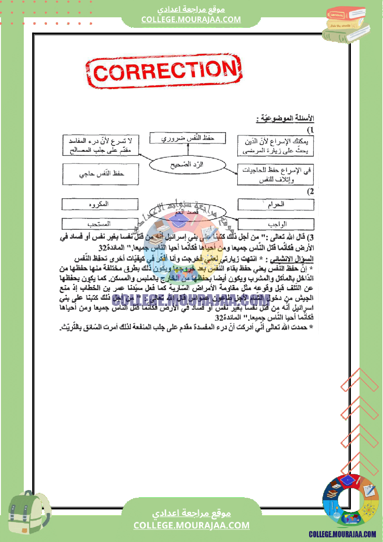 فرض_تاليفي_عدد_3_اسلامية_سنة_التاسعة_مع_الاصلاح