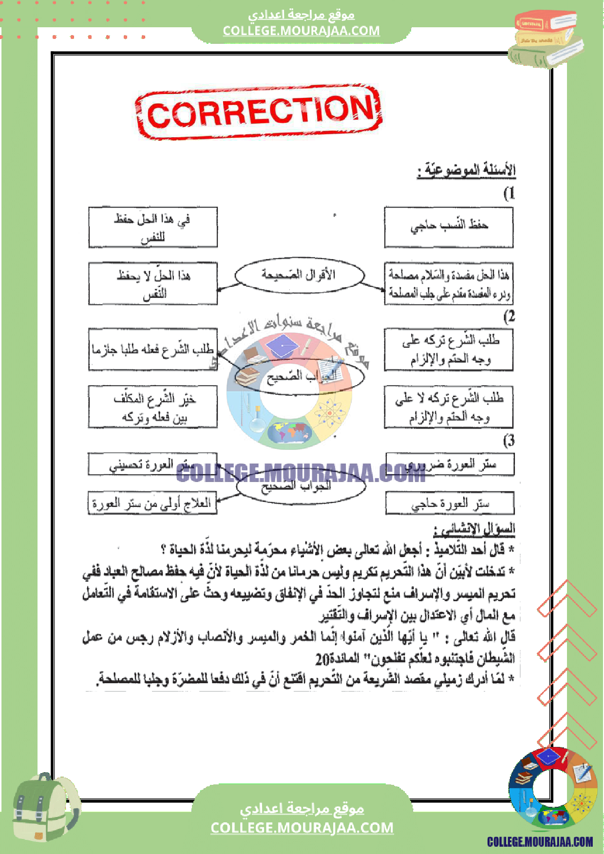 فرض_تاليفي_عدد_3_تربية_اسلامية_سنة_التاسعة_مع_الاصلاح