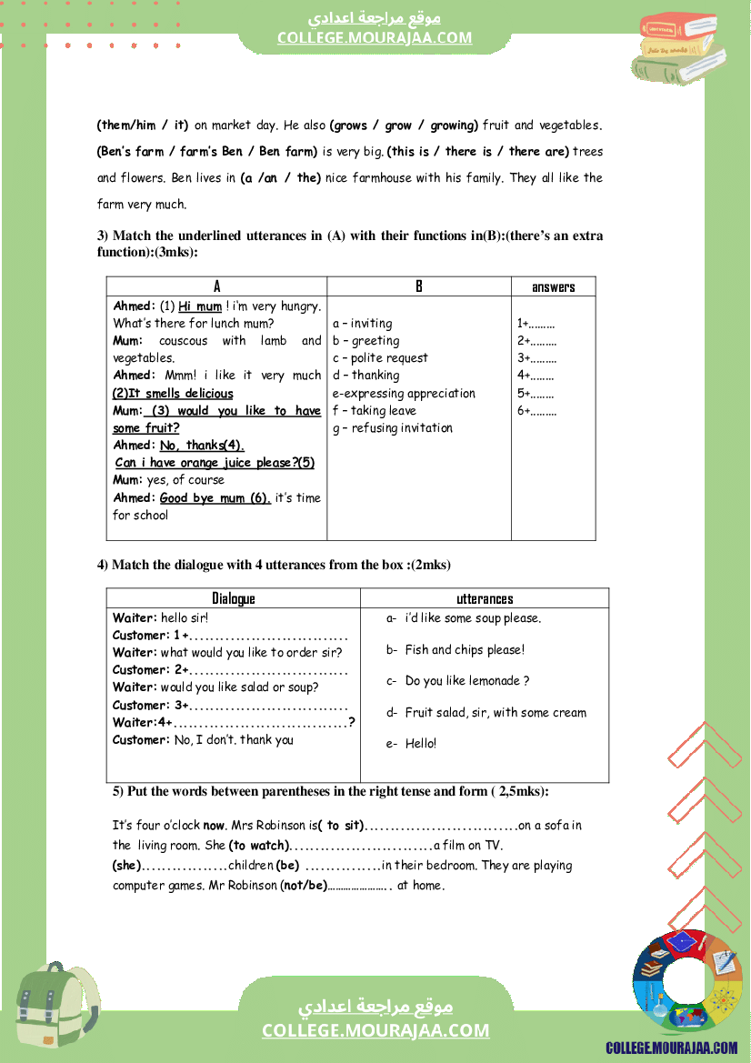 Mid-term Test 2 english 7th year