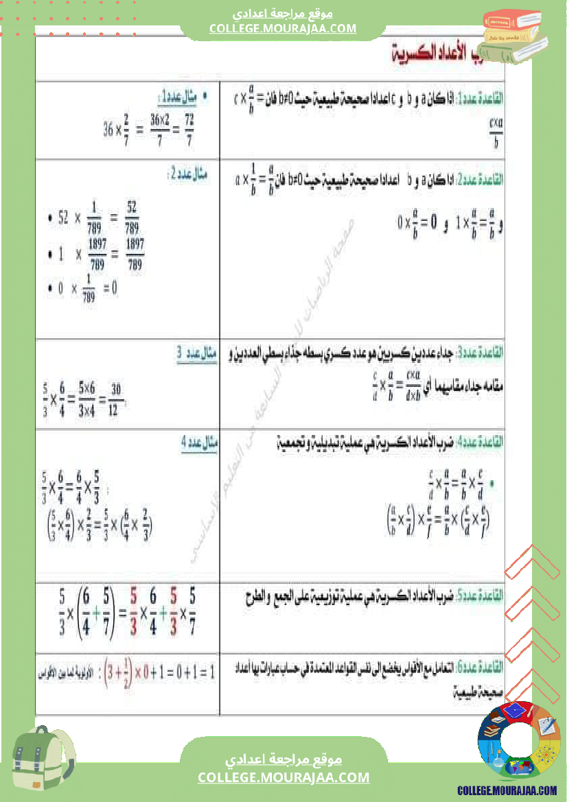 الثامنة اساسي رياضيات الضرب و القسمة في مجموعة الاعداد الكسرية
