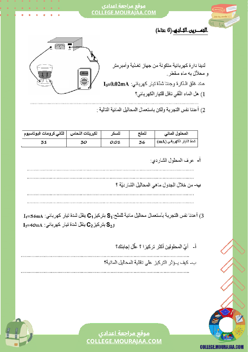 التاسعة_اساسي_physique_فروض_مراقبة_عدد_2_مع_الاصلاح