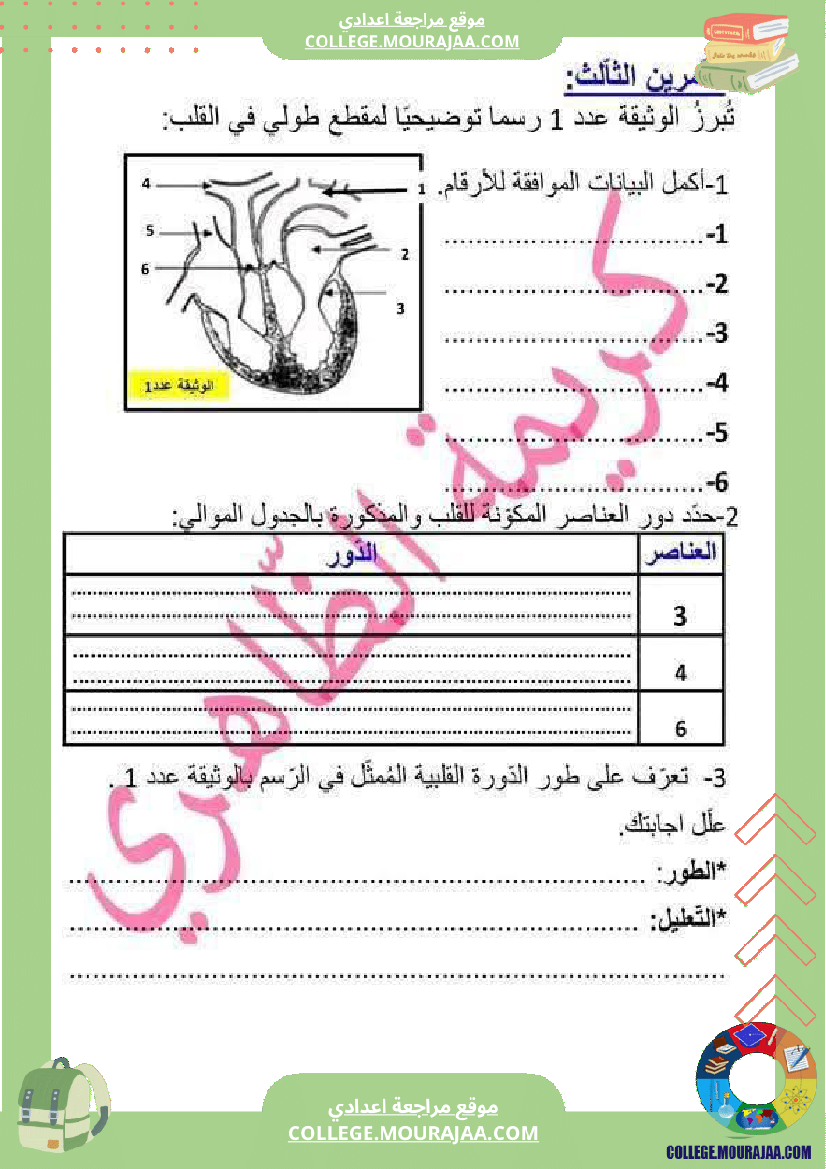 تاسعة أساسي علوم الحياة و الأرض فرض مراقبة عدد 2 مع الاصلاح