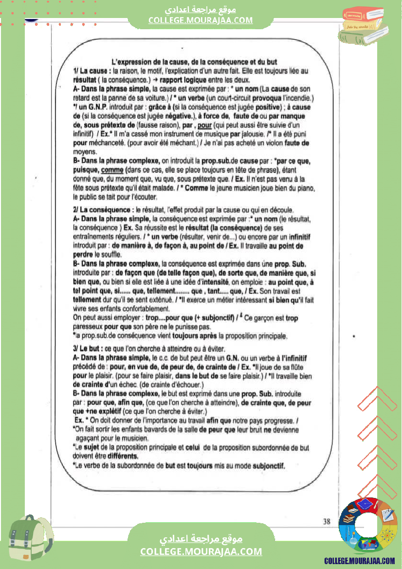 فرنسية تاسعة تخليص للقصة ولكامل السنة