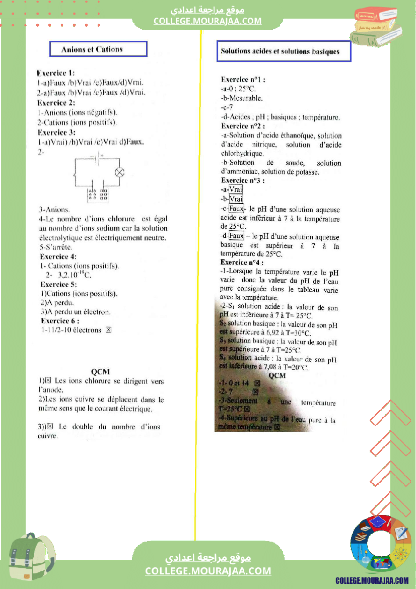 التاسعة اساسي physique pilote synthese 2 correction
