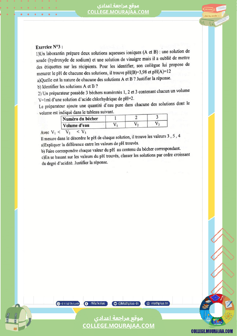 التاسعة اساسي physique pilote synthese 2 تلخيص للدروس تمارين تطبيقية فروض