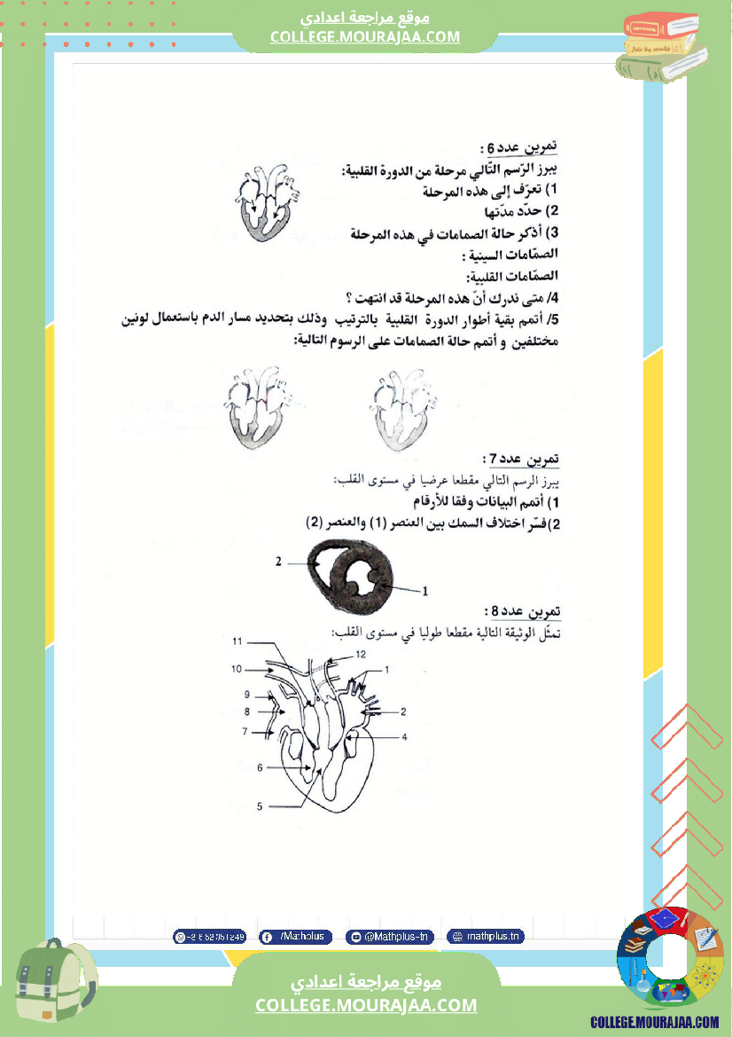 التاسعة اساسي علوم الحياة والارض الثلاثي الثاني تلخيص للدروس تمارين تطبيقية مع الاصلاح
