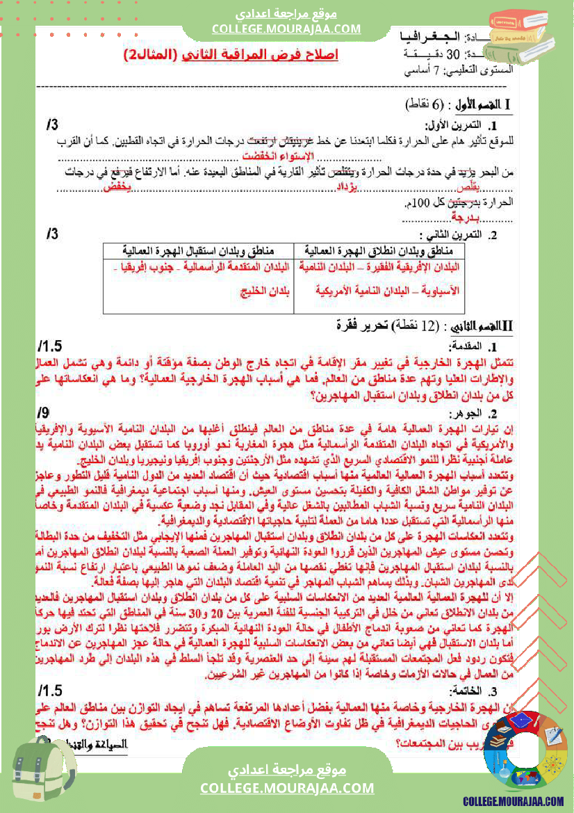 فرض_مراقبة_جغرافيا_عدد_2_سابعة