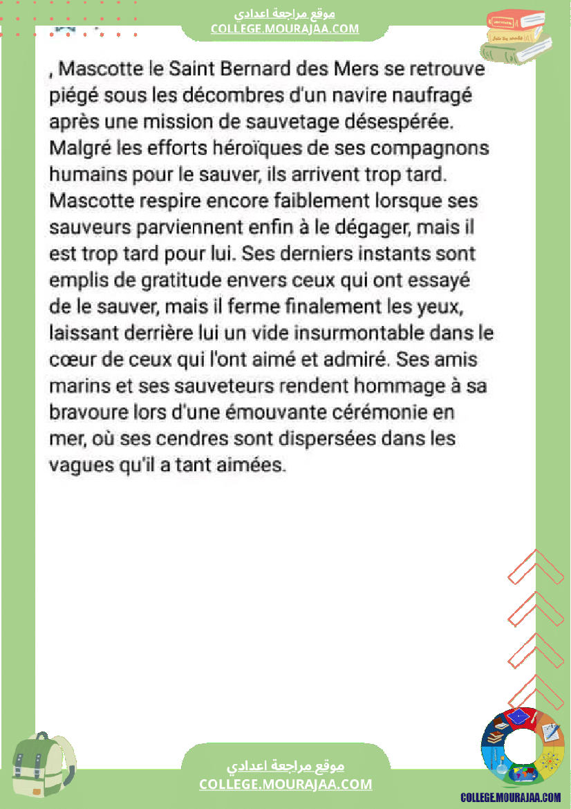 productions ecrites autres fins de mascotte le saint bernard des mers 7 eme