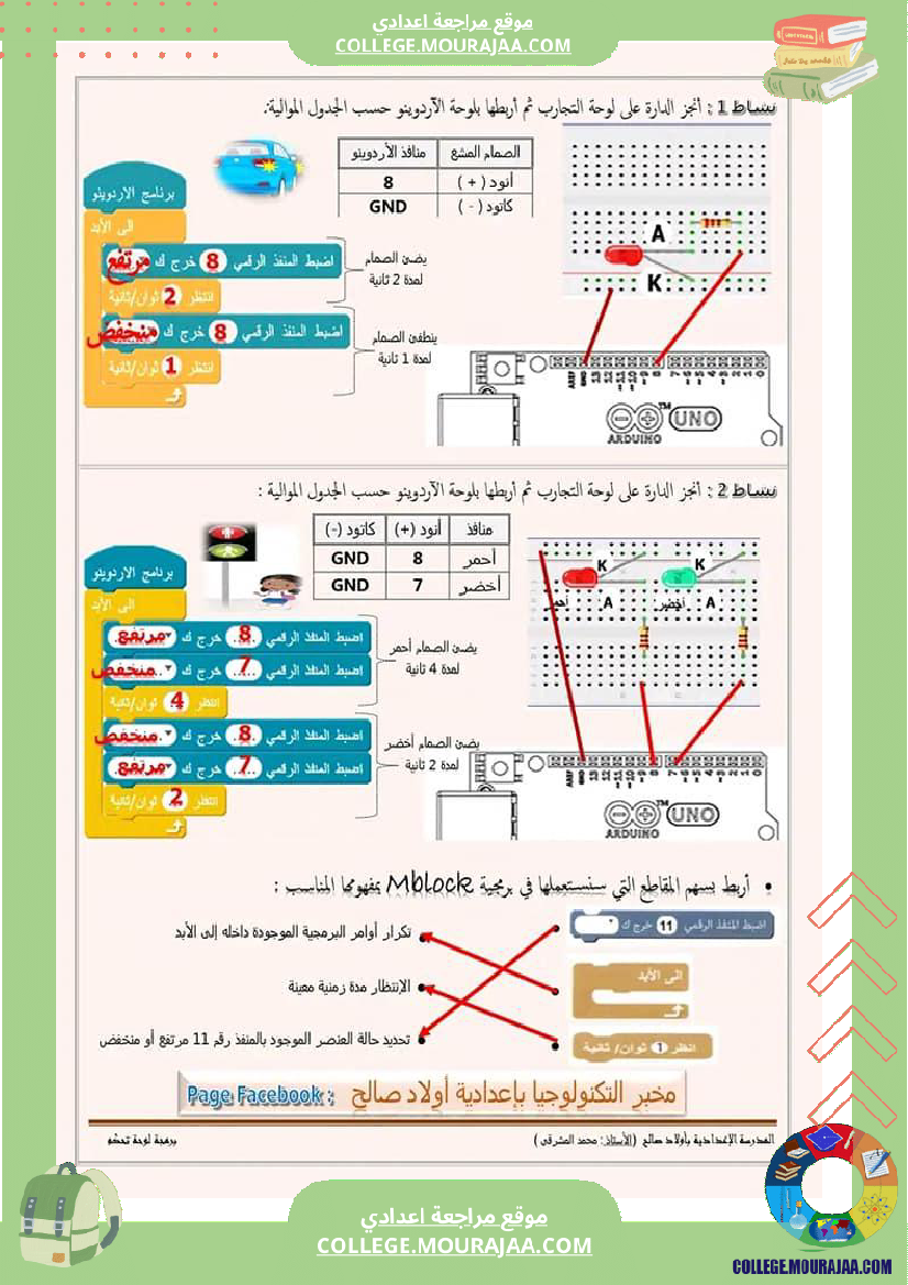 برمجة لوحة التحكم أردوينو  لمستوى 7 أساسي  مخبر التكنولوجيا ب