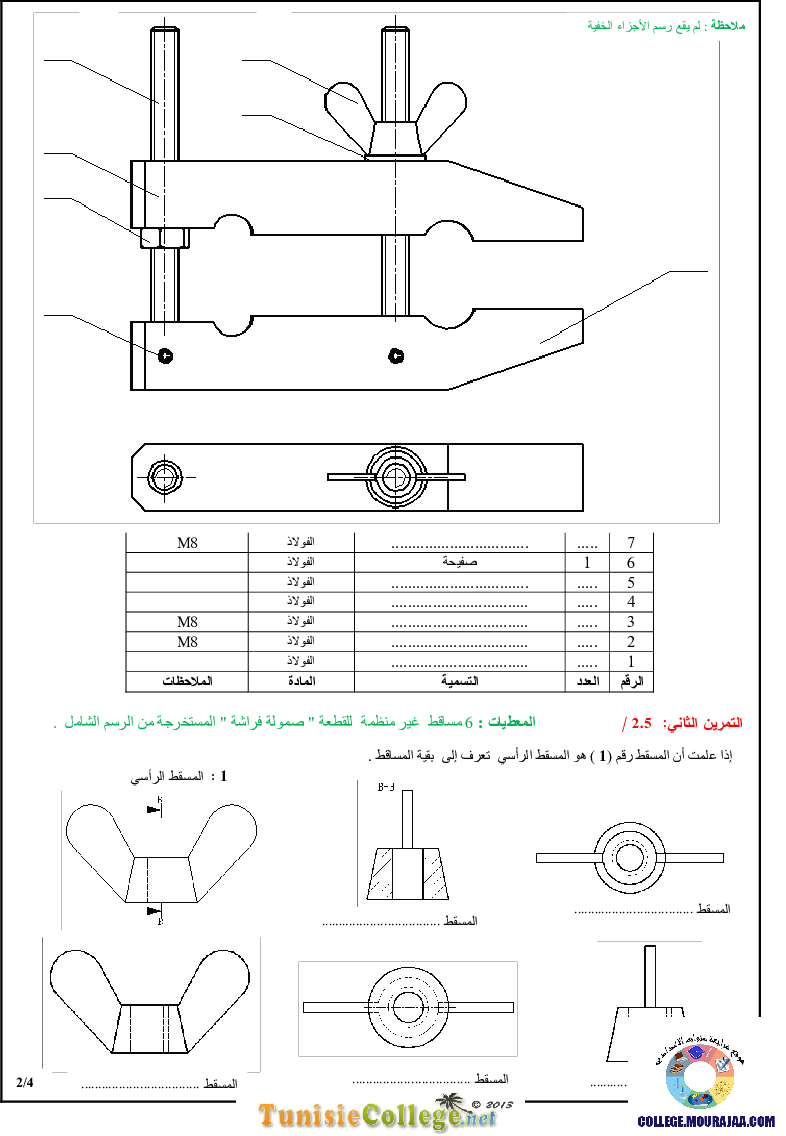 فرض تأليفي سنة التاسعة في التربية التكنولوجية الثلاثي الثاني