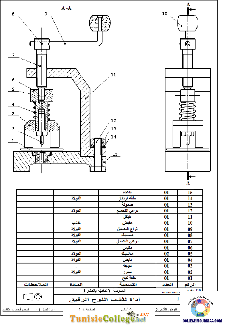 فرض تأليفي سنة التاسعة في التربية التكنولوجية الثلاثي الثاني