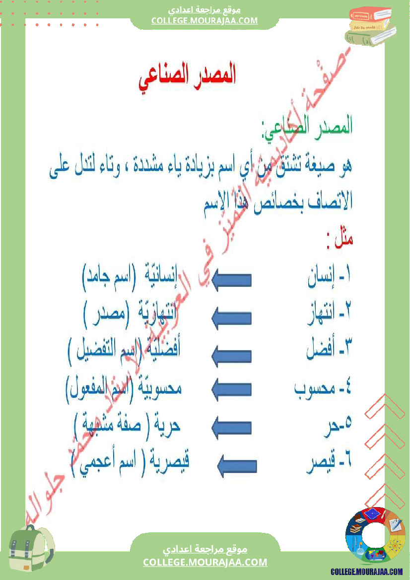 درس المصدر الصناعي سنة التاسعة