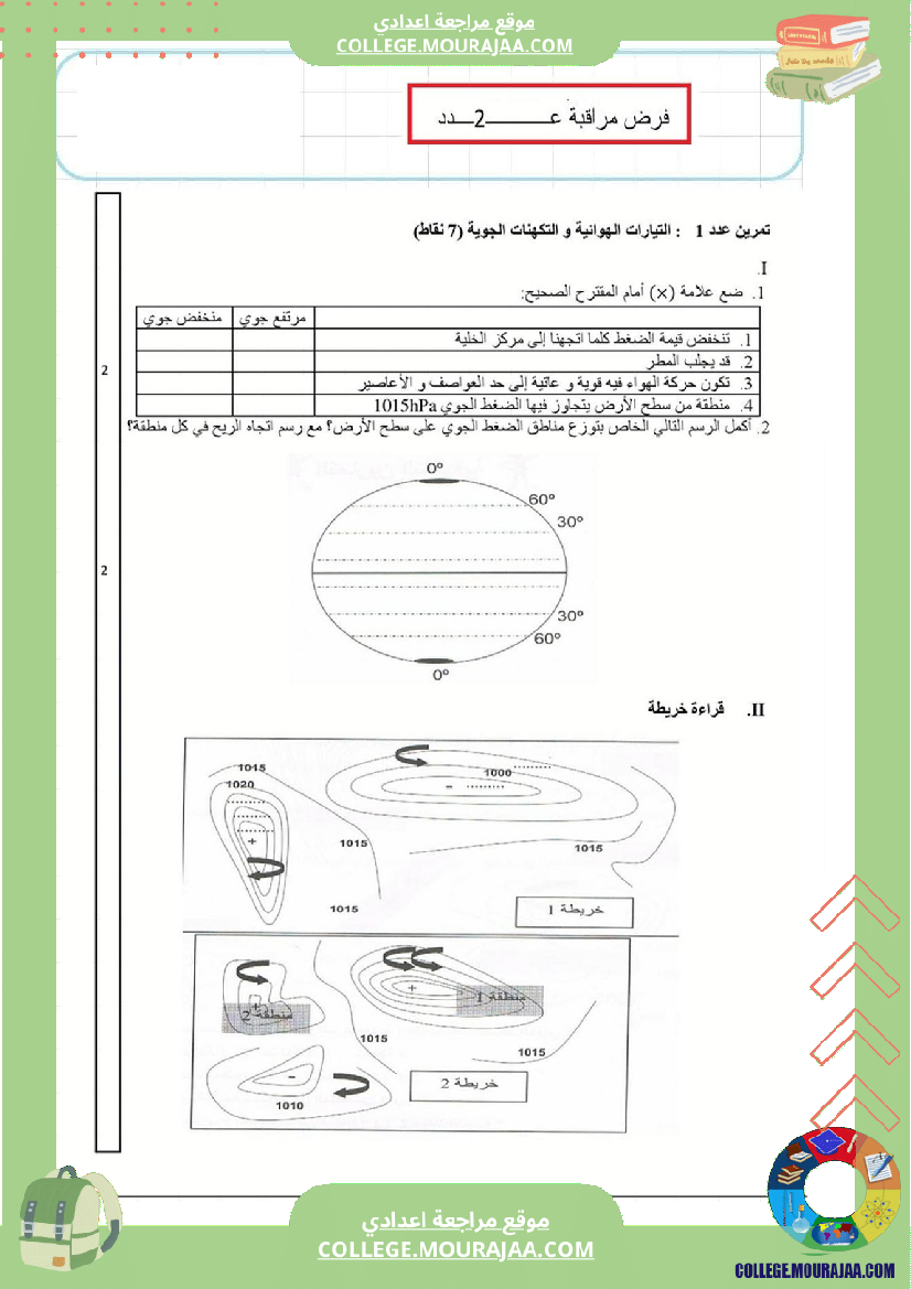فرض مراقبة عدد2 فيزياء سنة الثامنة5
