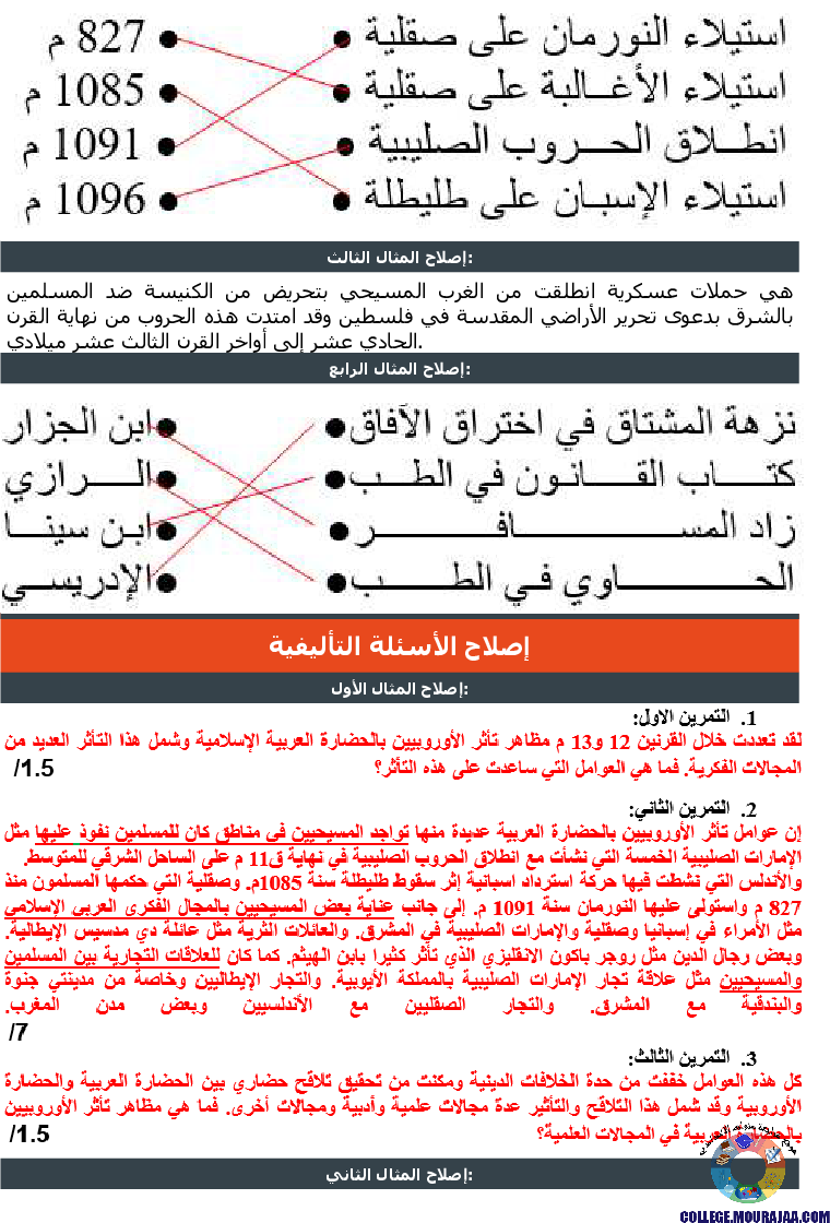 تأثير_الحضارة_العربية_الإسلامية_في_الغرب_المسيحي_تمارين_مع_الاصلاح