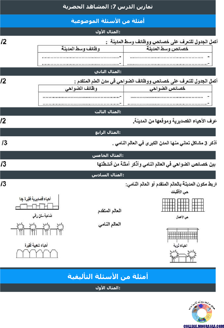المشاهد الحضرية تمارين مع الاصلاح