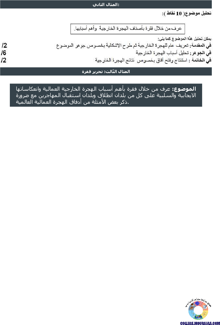 حركيّة سكّانيّة متباينة في العالم تمارين مع الاصلاح