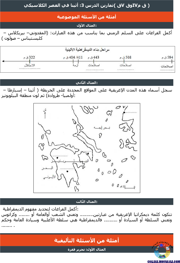 أثينا في العصر الكلاسيكي تمارين مع الاصلاح