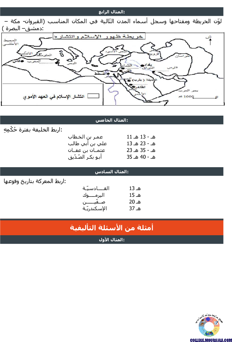 ظهور الإسلام وانتشاره تمارين مع الاصلاح