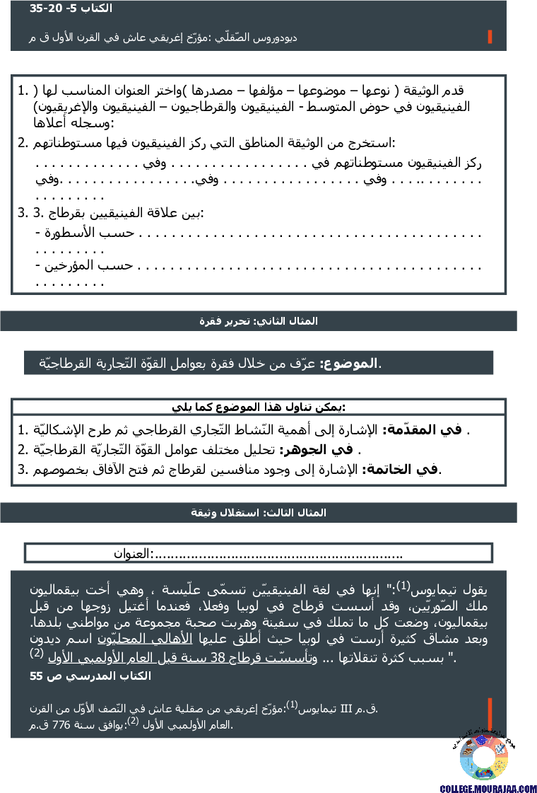 قرطاج في العهد البوني تمارين مع الاصلاح