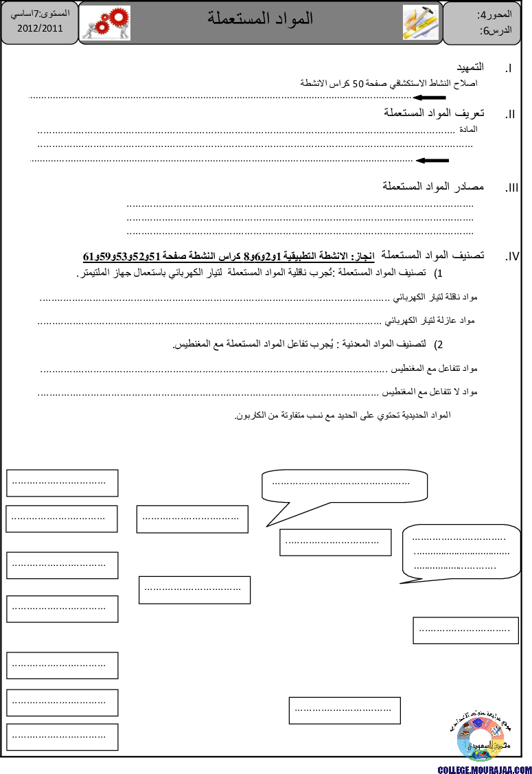 تمارين تطبيقية المواد المستعملة-2
