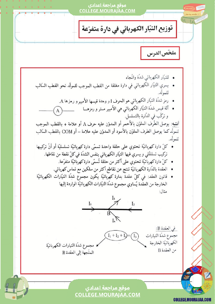مراجعة و دروس فيزياء سنة الثامنة الثلاثي الثاني