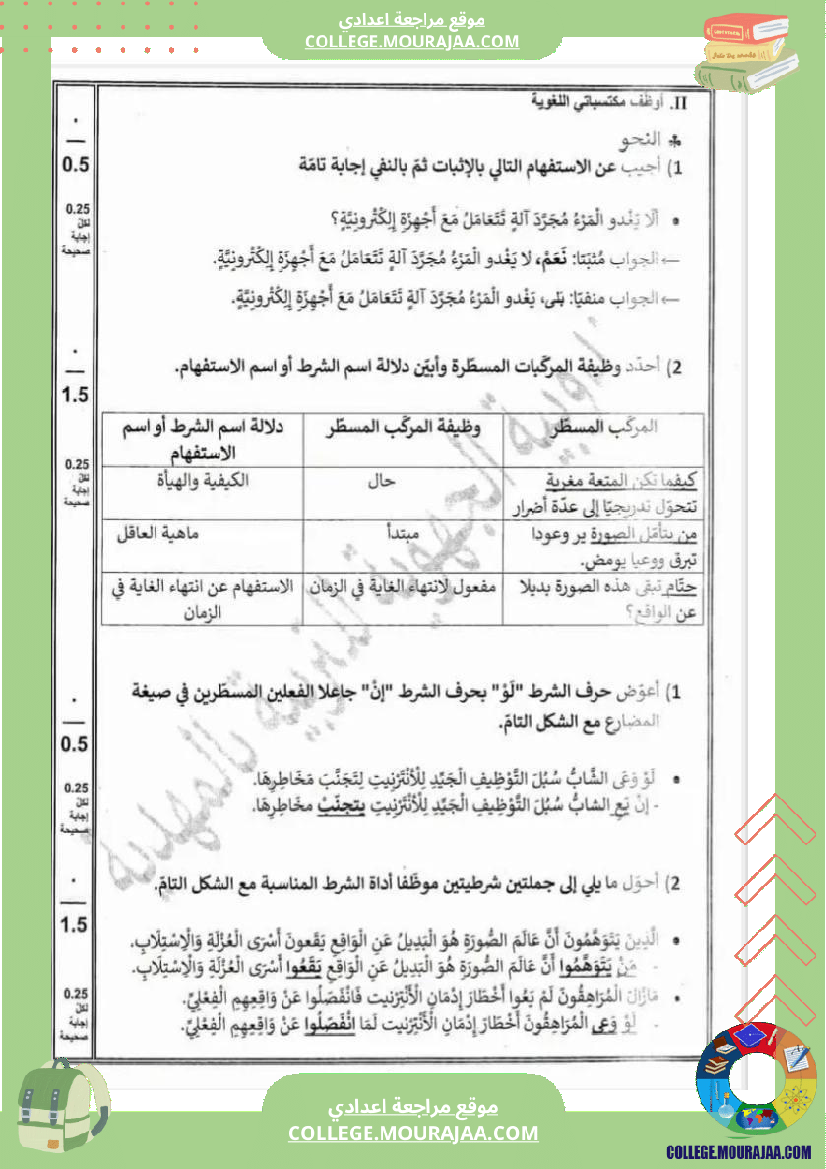 تاسعة_أساسي_عربية_الفرض_الجامع_الثاني_مع_الإصلاح