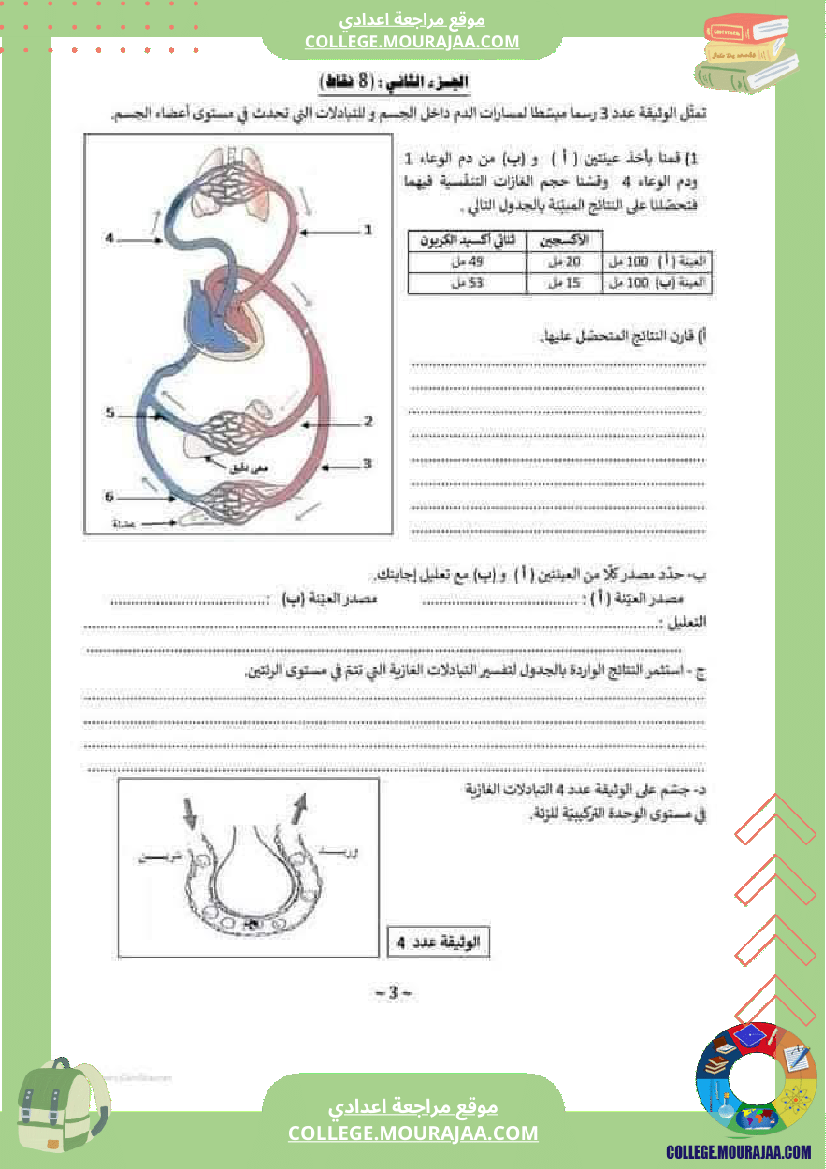 فرض تأليفي 2 تاسعة اساسي علوم الحياة والارض