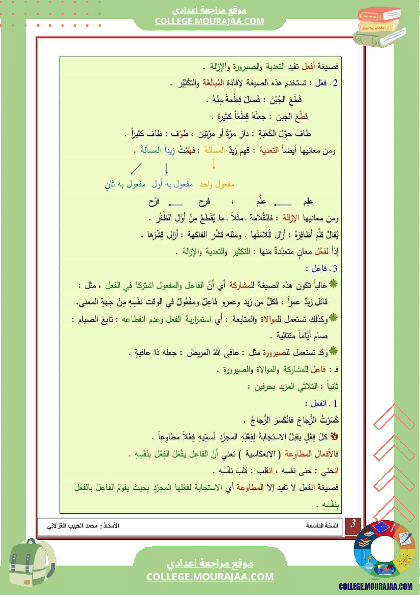 معاني_افعال_المزيد_سنة_التاسعة