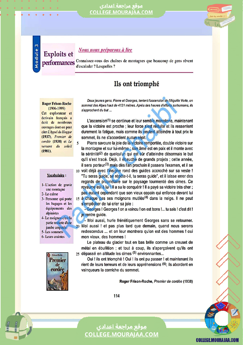 9 eme francais module 3 exploits et performances lecture ils ont triomphe