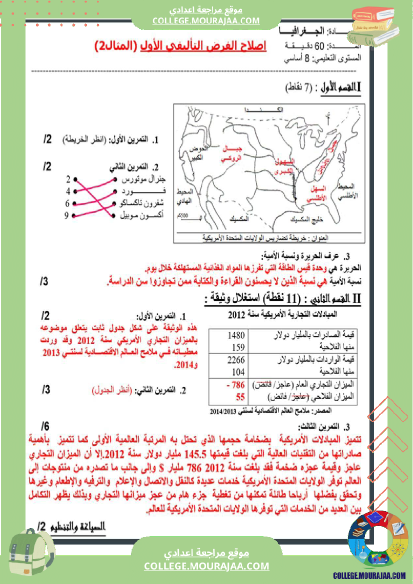 ثامنة_أساسي_جغرافيا_الثلاثي_الأول_فروض_تأليفي_عدد_1_بالاصلاح