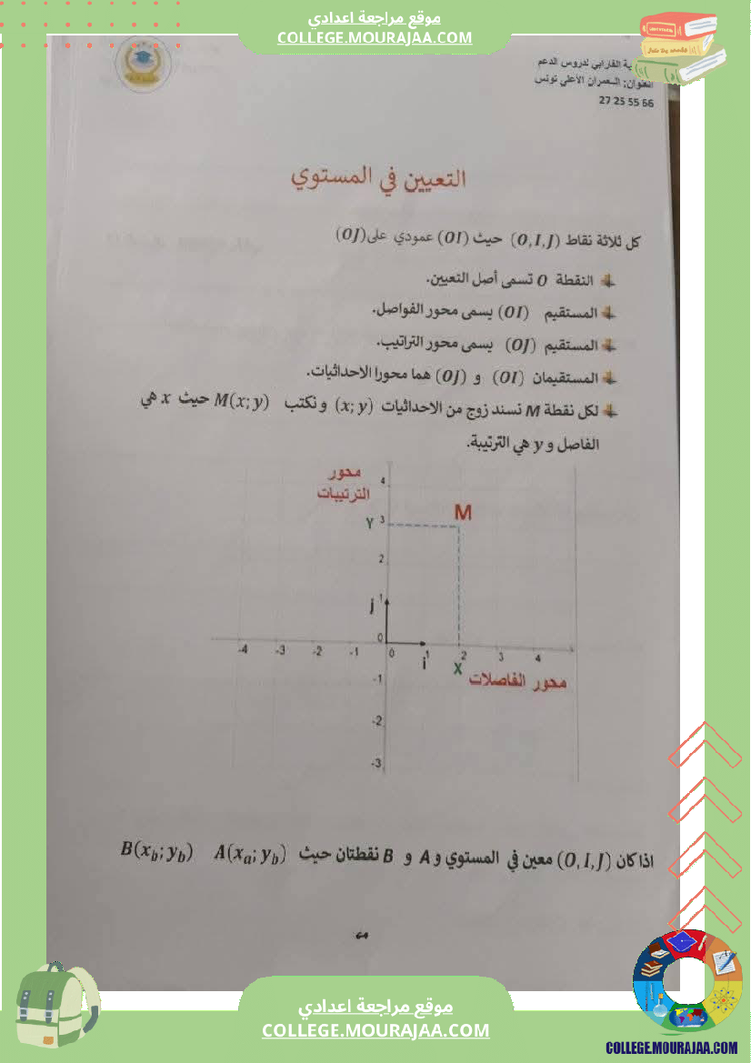 ثامنة أساسي رياضيات الثلاثي الأول التعيين في المستوي