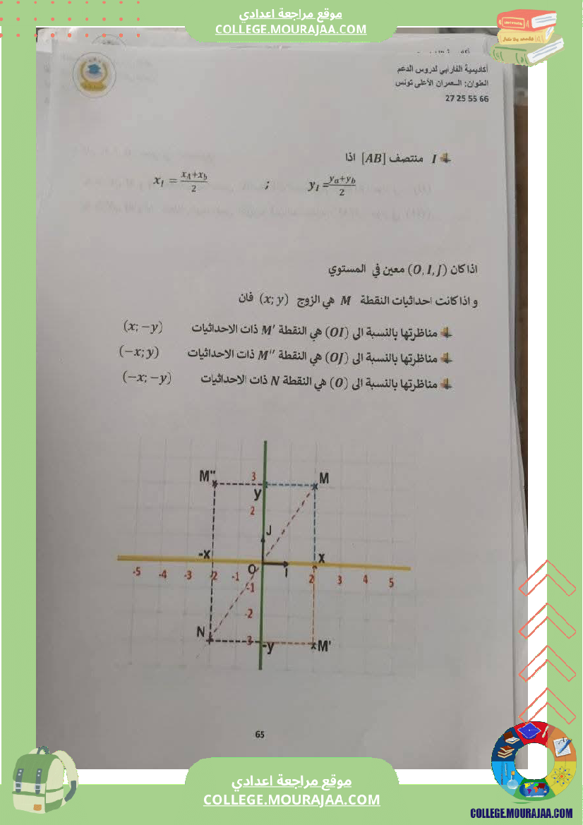 ثامنة أساسي رياضيات الثلاثي الأول التعيين في المستوي
