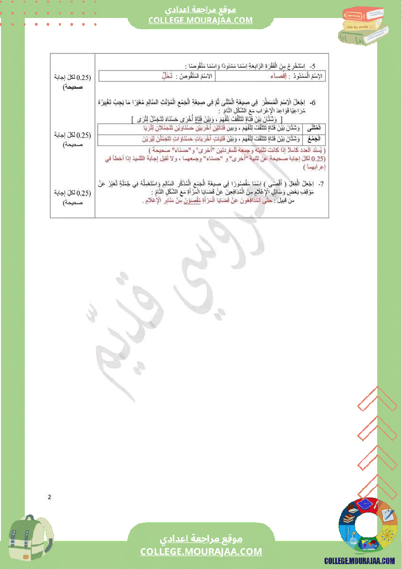 تاسعة_أساسي_عربية_الفرض_الجامع_عدد_1_مع_الاصلاح