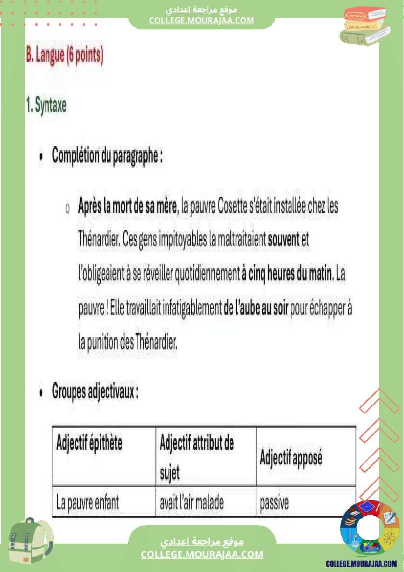 9 eme francais devoir de synthese n 1 avec correction